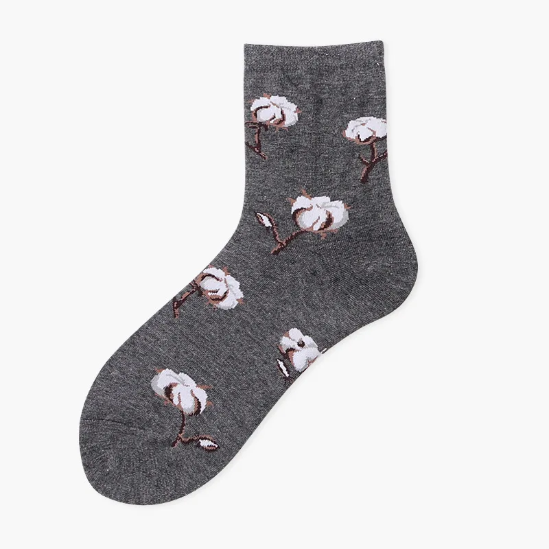 CottonSSS Женские носки с фруктами, тропические апельсины, черника, лимоны, ананасы, вишня, вишня, авокадо, бананы, Пальмовые Листья - Цвет: CottonSSS