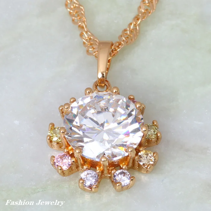 Продвижение желтого золота красочный Кубический Цирконий ожерелья и подвески