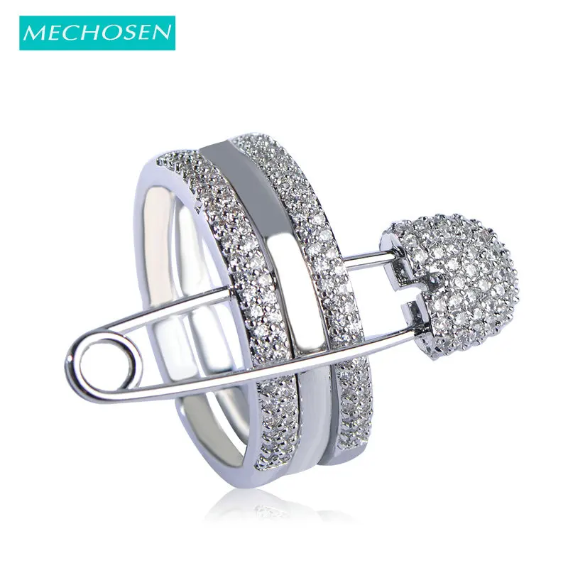 Готический Панк Циркон Медь Палец Три Кольца С Пин Код Для женщины Широкий Aros