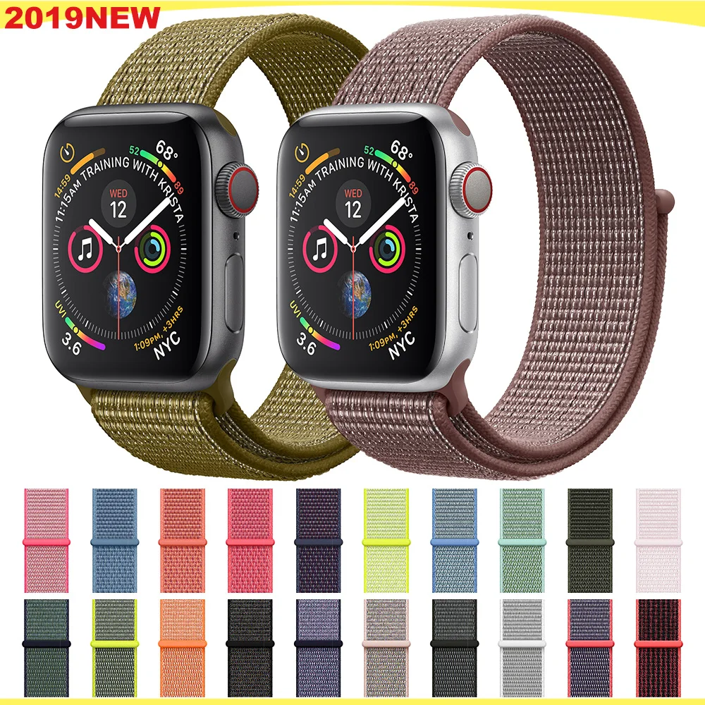 Спортивный ремешок на липучке для apple watch band 5 4 3 iwatch band 44 мм 40 мм correa apple watch браслет часы 42 мм 38 мм аксессуары