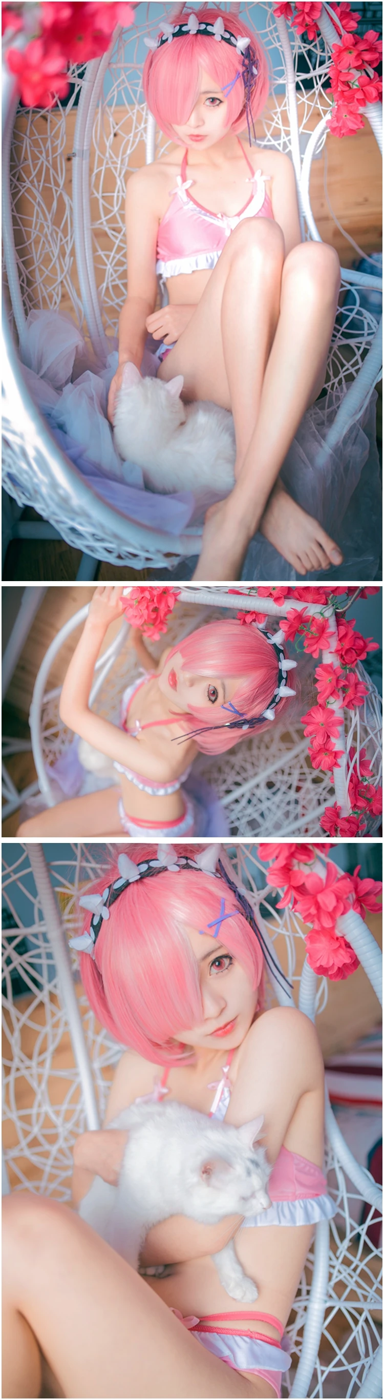 Re: Zero Ram Rem костюмы для косплея для взрослых женщин сексуальные комплекты бикини бюстгальтер нижнее белье трусы купальный костюм