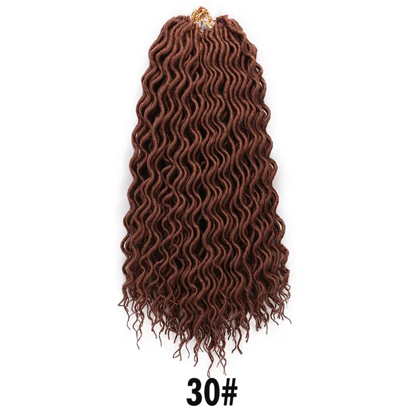 #30 Doris beauty Goddess Faux locs CURLY, вязанные крючком косички, волосы, 24 корня, 18 дюймов, Омбре, синтетические дреды, волосы для наращивания для женщин - Цвет: #30