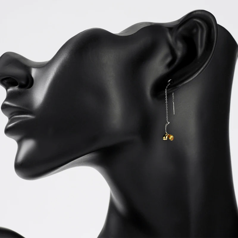 Серьги подвески Neoglory S925 с длинными кисточками и листьями для женщин висячие