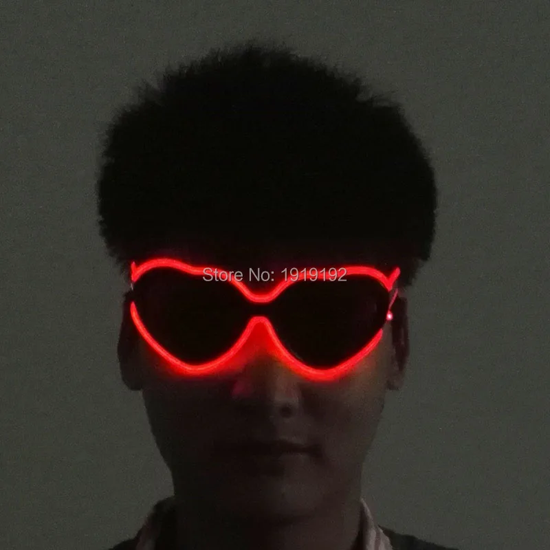 Новые модные красочные светящиеся солнцезащитные очки в форме сердца для