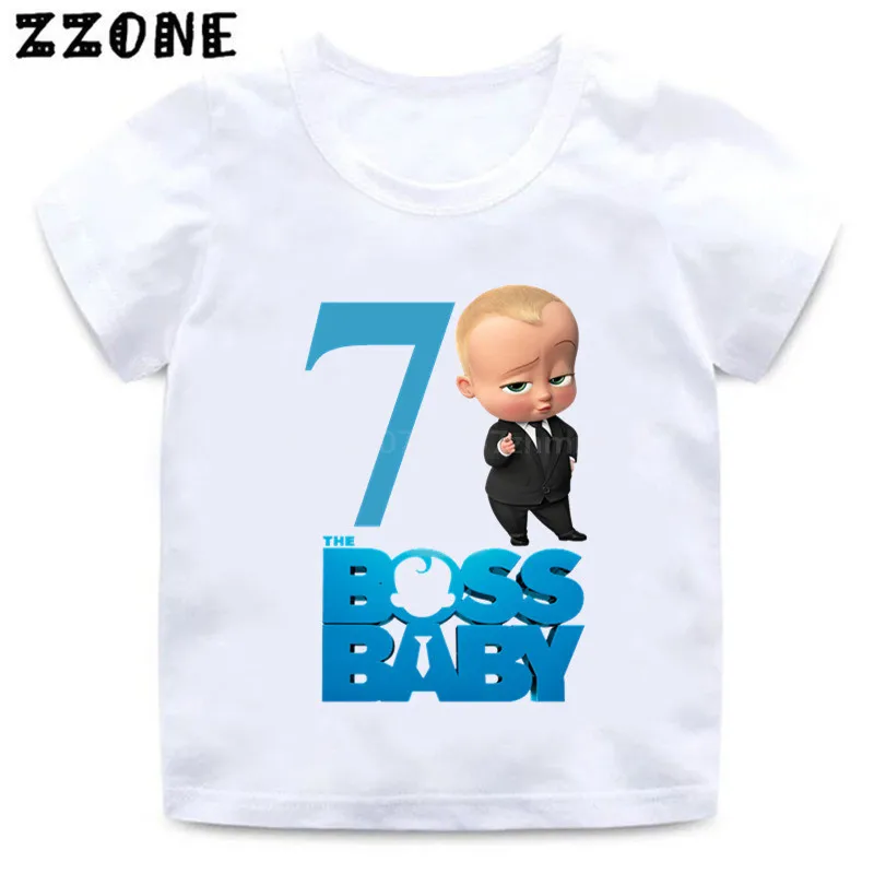 whiteG Футболка с принтом «The Boss Baby» для мальчиков и девочек 1-9, детская одежда в подарок на день рождения, Детская забавная футболка с рисунком, HKP5268 - Цвет: whiteG