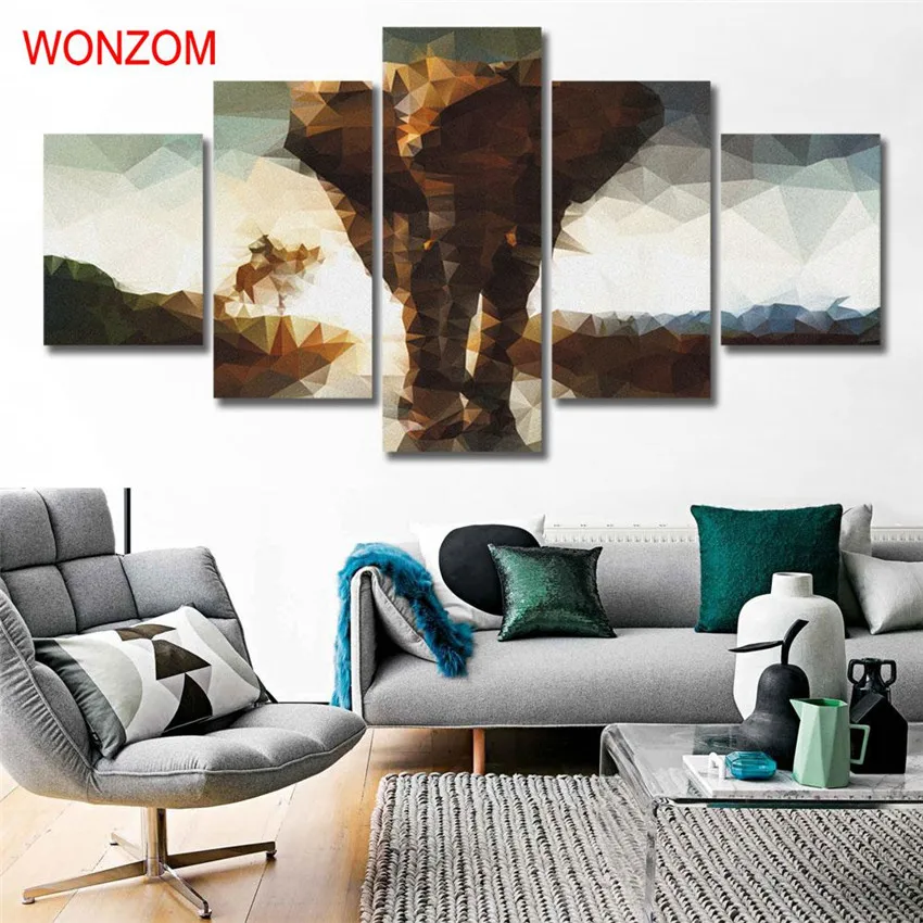 Картина в виде слона 5 шт. настенный художественный постер абстрактные настенные