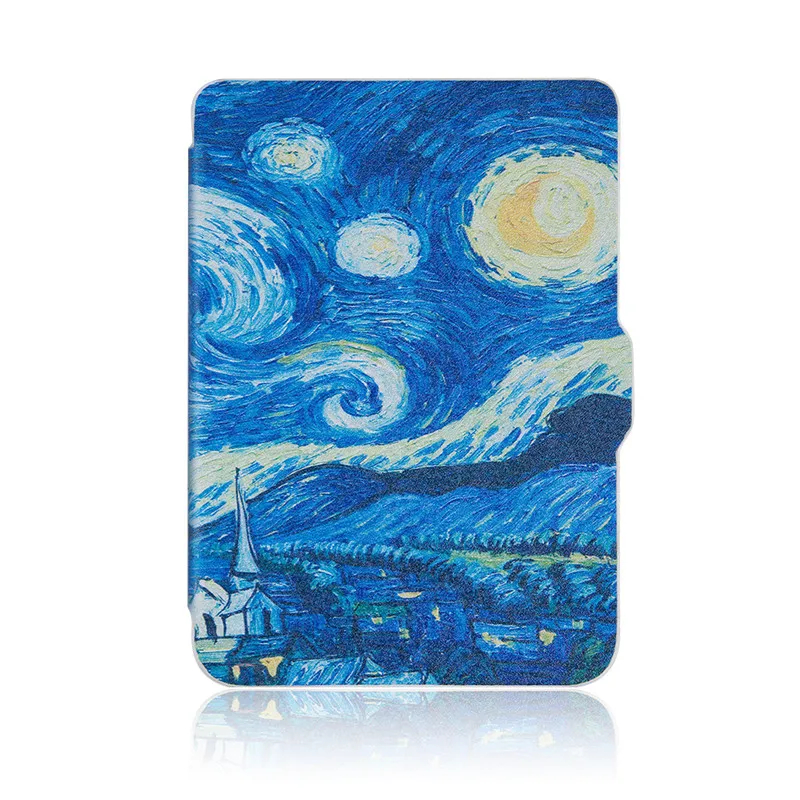 Starry sky Ультратонкий умный чехол из искусственной кожи с рисунком на магните для kobo Clara N249, Прозрачный HD 6,0 электронные книги, защитный чехол+ пленка+ стилус - Цвет: Starry sky