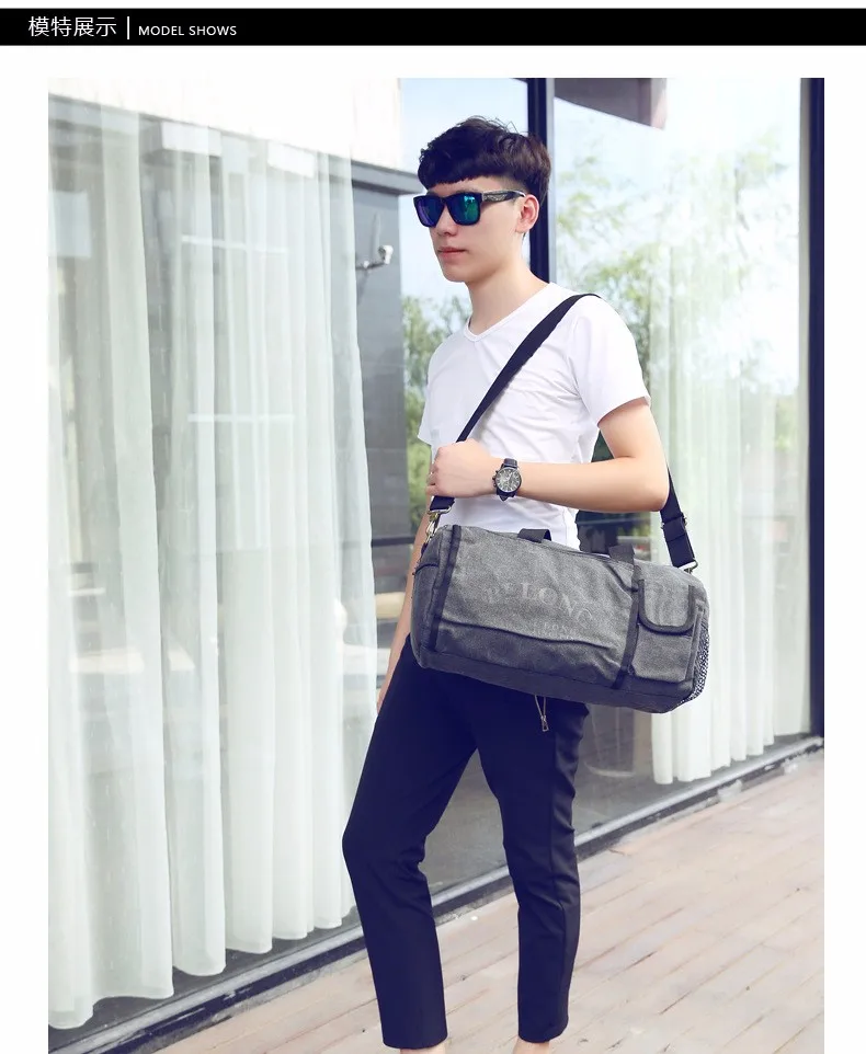 Парусиновая спортивная сумка на одно плечо дорожная водонепроницаемая для