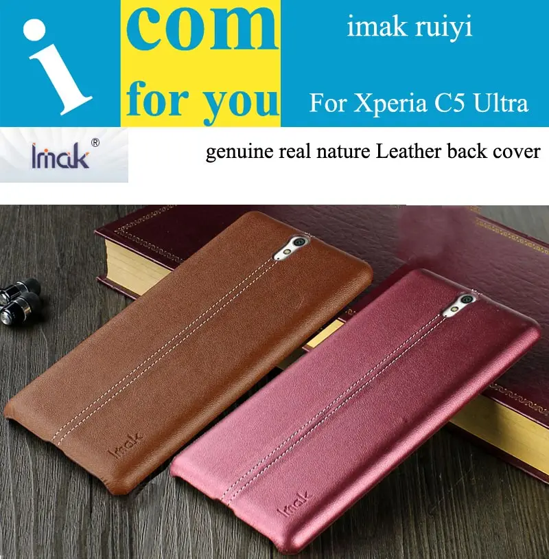 imak Ruiyi Genuine real Leather back cover case for Sony Xperia C5 Ultra Protector Skin Shell para