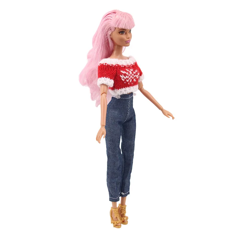 LUCKDOLL 15 Стиль 1 комплект одежды = свитер+ джинсы для BJD 30 см 1/6 Blyth куклы Barbiees одежда, игрушки для девочек, поколение, подарок на день рождения