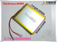 size 606168 3 7v 2600mah lithium polymer battery with protection board for pda tablet pcs digital products free shipping