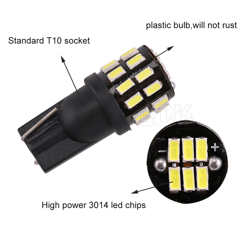 10 светодиодных ламп W5W T10 Canbus 3014 SMD 30 LED 194 168 автомобильные габаритные огни