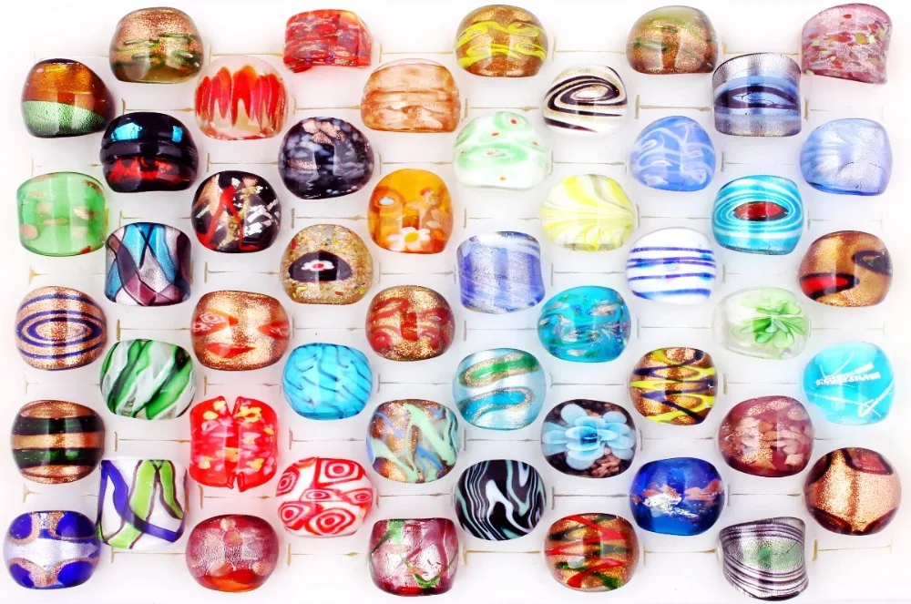 Wholesale 1200Pcs Summer Style Murano Glass Lampwork Ring Birthday Men...