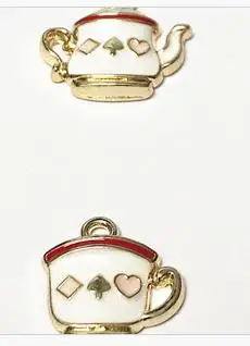 white set 10pcs Корень 10 шт./упак. прекрасный Чай горшок Чай чашки покер Эмаль Подвески, сделай сам, серьги браслет волос Цепочки и ожерелья DIY ремесло Подвески для изготовления украшений - Окраска металла: white set 10pcs