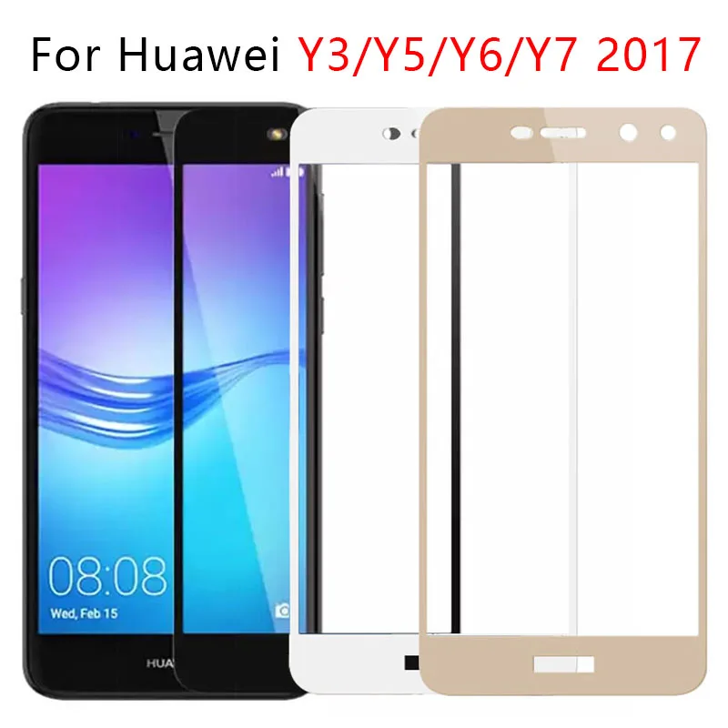 Чехол для Huawei Y3 Y5 Y6 Y7 2017 полное покрытие закаленное стекло Защита экрана телефона