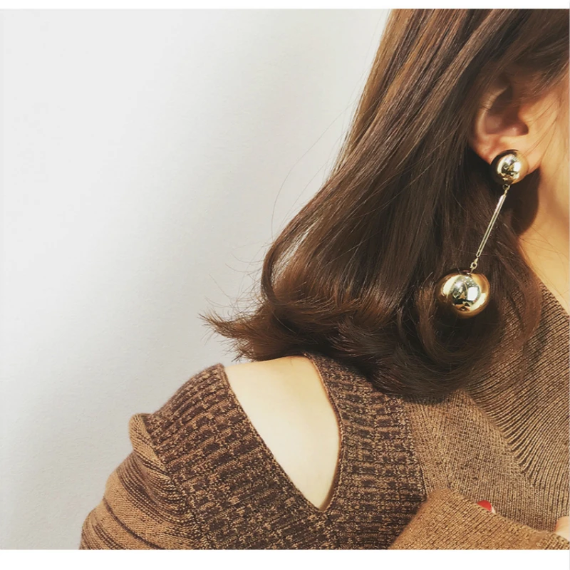 MYDANER New Gold Color Ball Beads Dangle Earrings for Women Boho Fashion Jewelry Long Tassel Lady Gift Wholesale | Украшения и
