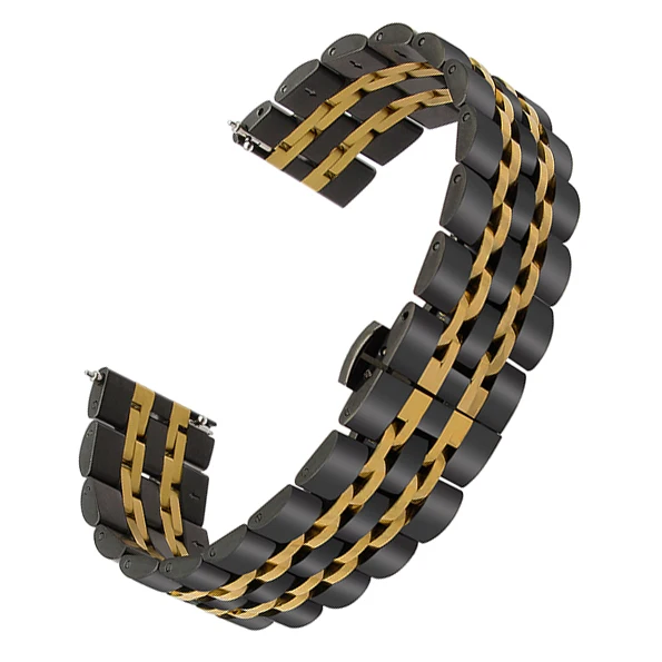 Black Gold Быстросъемный ремешок для часов из нержавеющей стали 22 мм для Asus ZenWatch 1 2 для мужчин WI500Q WI501Q LG G R наручные часы Urbane W150 - Цвет ремешка: Black Gold