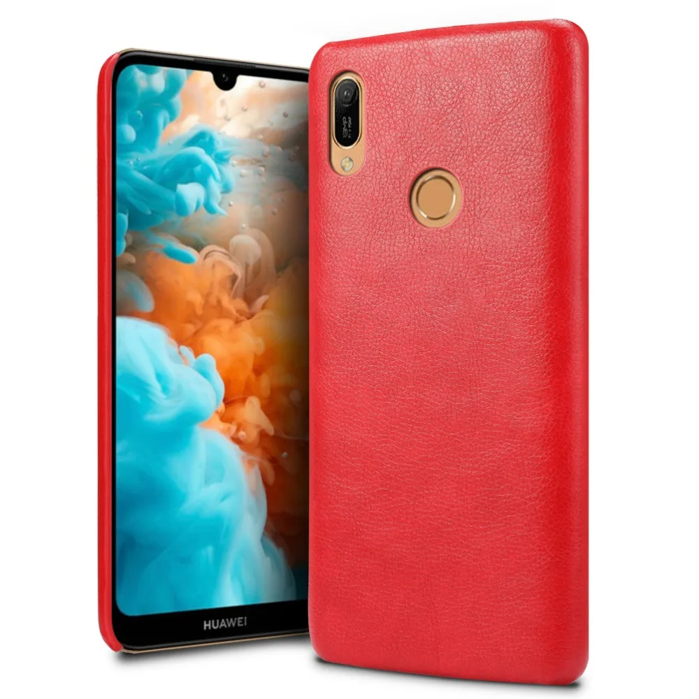 SLEO for Huawei Y6 2019 Case PU Leather Hard Plastic Back Cover Phone 6.09&quot |