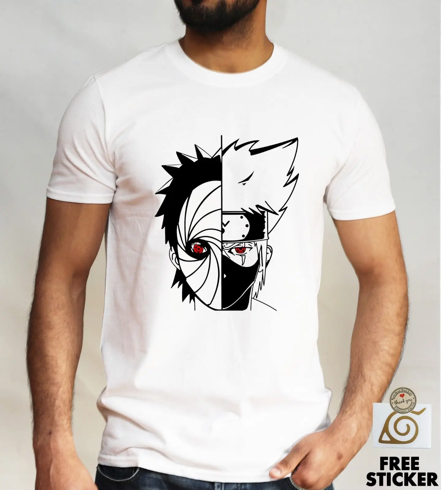 Наруто Какаши vs Obito футболка Uchiha Sharingan аниме косплей подарок тройник мужская