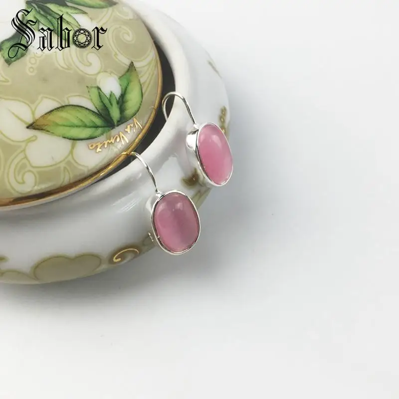 Серьги Подвески Розовые Овальные романтический подарок для женщин серебряного