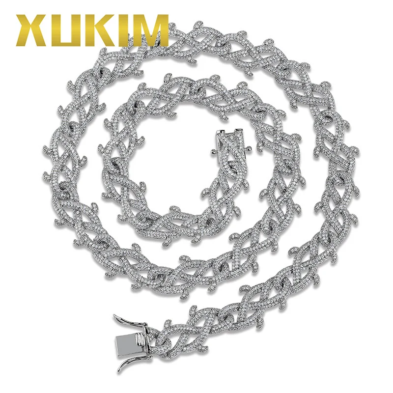 Xukim мужское колье из кубического циркония с покрытием 18 каратного золота