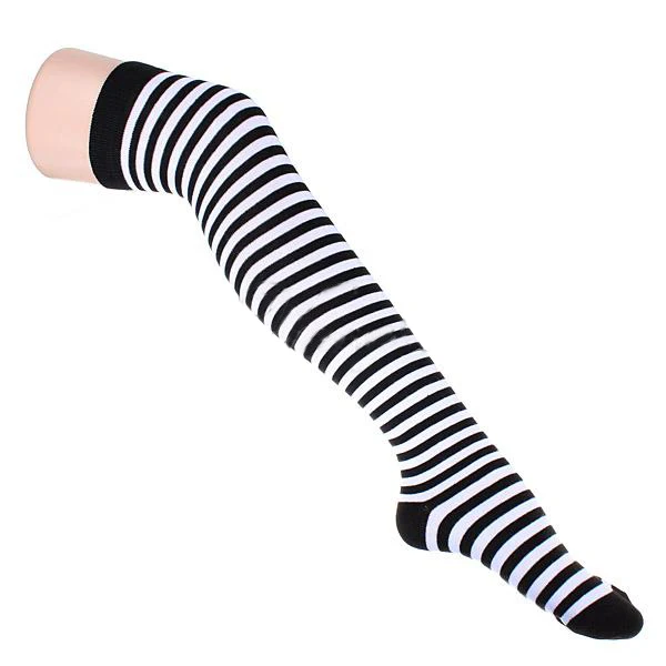 Чулки высокого качества 2017 модные удобные женские чулки в полоску Длинные до