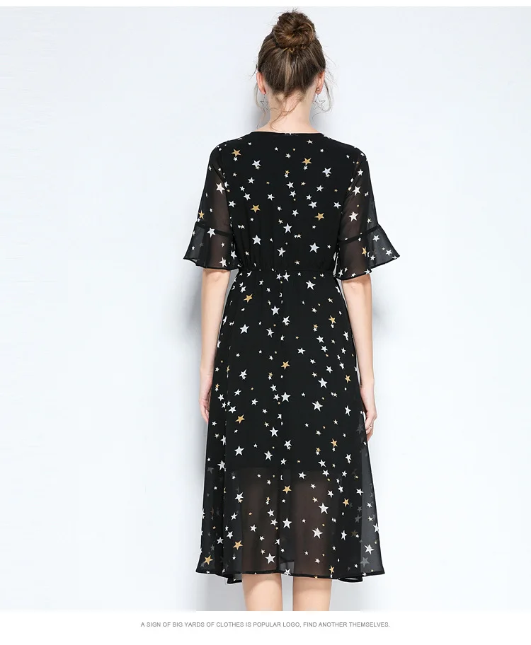 Женское шифоновое платье с принтом длинное вечернее большого размера