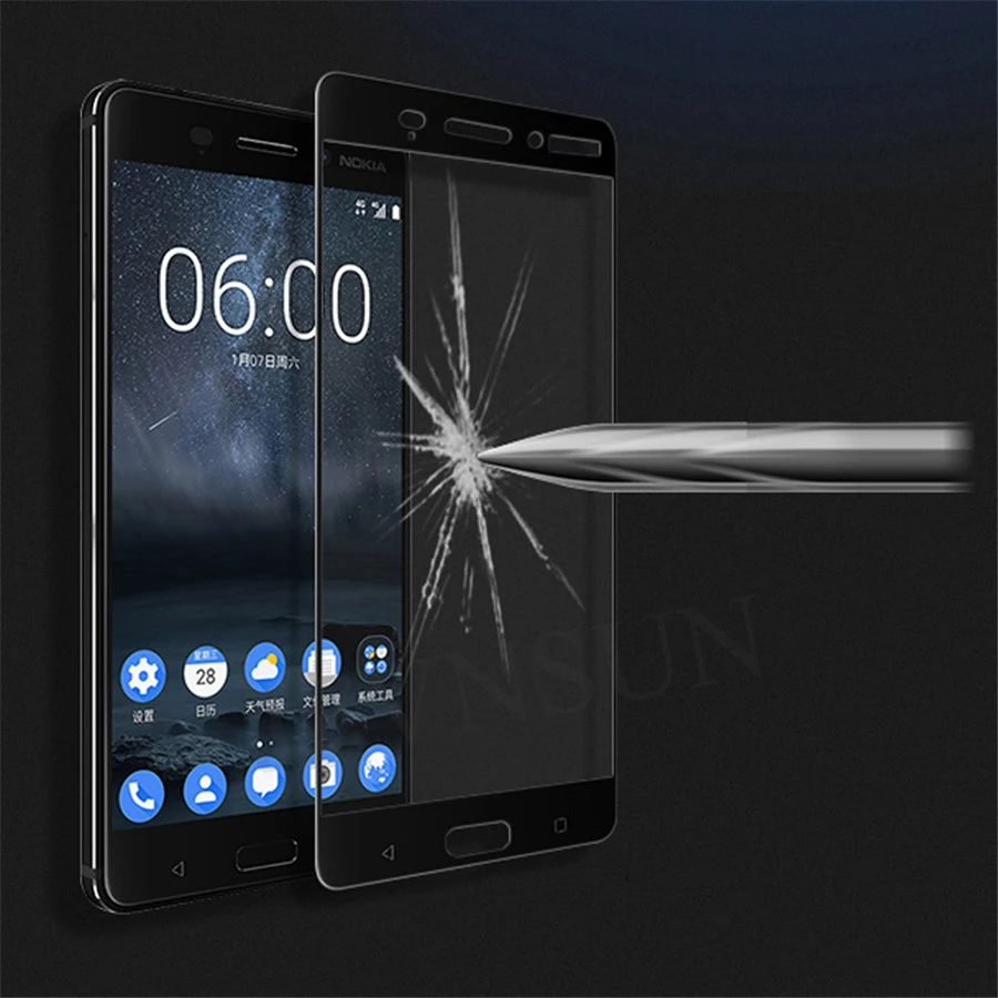 Для Nokia 5 3 6 закаленное стекло ультратонкое 9H противоударное полное покрытие