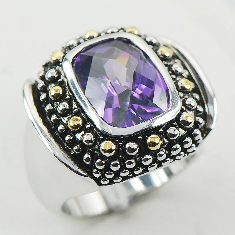 

Purple Crystal Zircon Women 925 Sterling Silver Ring F954 Size 6 7 8 9 10