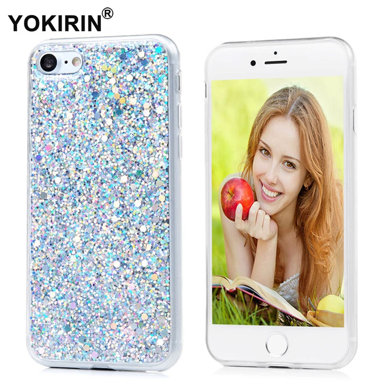 YOKIRIN Bling Косметическая пудра Блеск Мягкие TPU чехол для iPhone 7/7 Plus Блестящий игристое