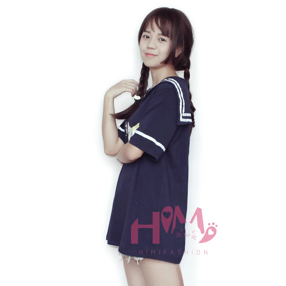 Сейлор Лунная рубашка Harajuku Женская футболка аниме мультфильм темно синие