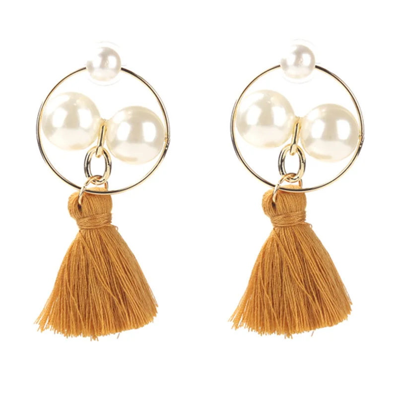 Этнические Multi Цвет бахромой серьги себе геометрический большой круглый Серьги с