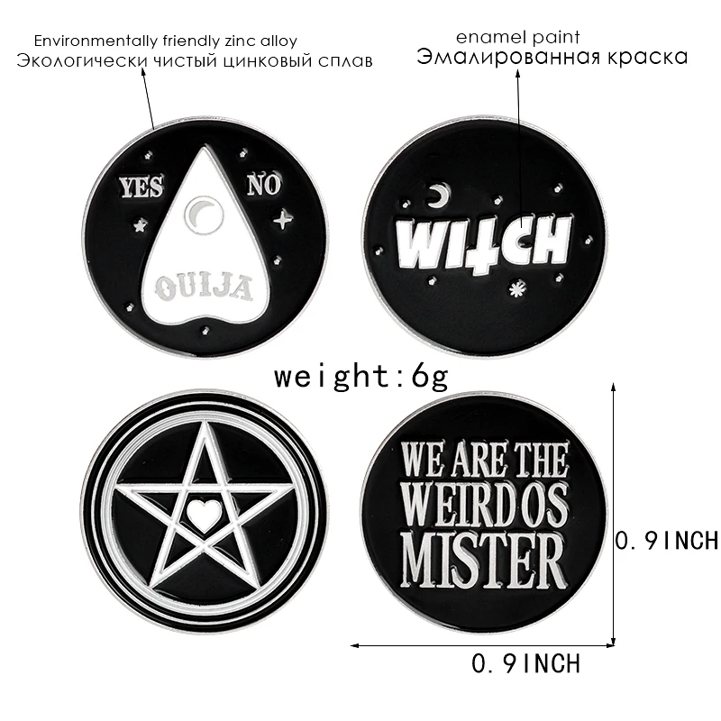 

We are weirdos,witch,ouija ,heart,pentagram pin Witch pin Witch jewelry Witchcraft Black Dark Pins Brooches for women girls