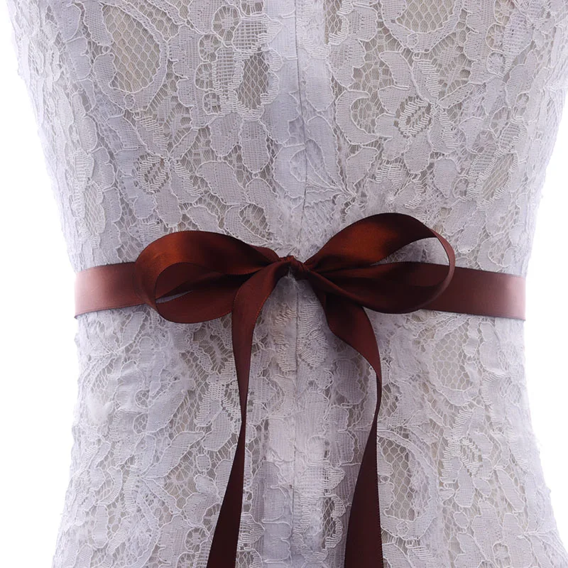 brown MissRDress Daimond свадебный пояс свадебный цветок с кристаллами Sash серебряные стразы свадебный пояс для невесты платья подружки невесты JK843 - Цвет: brown