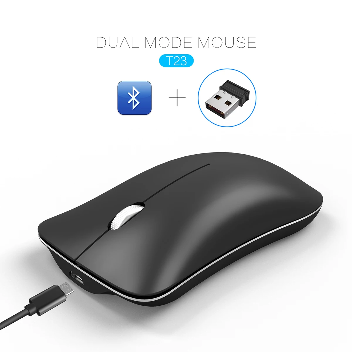 Беспроводная Bluetooth Двухрежимная мышь можно подключить 2 компьютера тихий