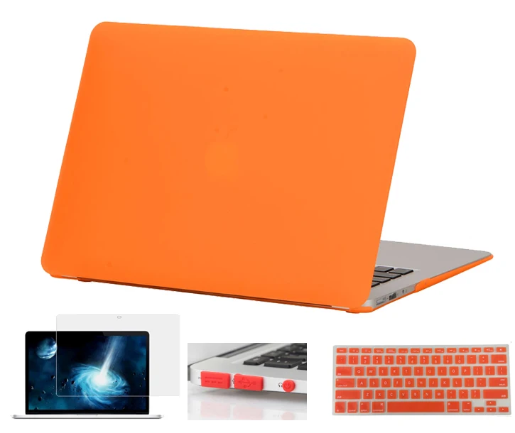 4в1 жесткий матовый чехол для Macbook Air 11 Air 13 Pro 13 15 Touchbar новинка retina 12 13 15 клавиатура кожа+ защита экрана - Цвет: Orange