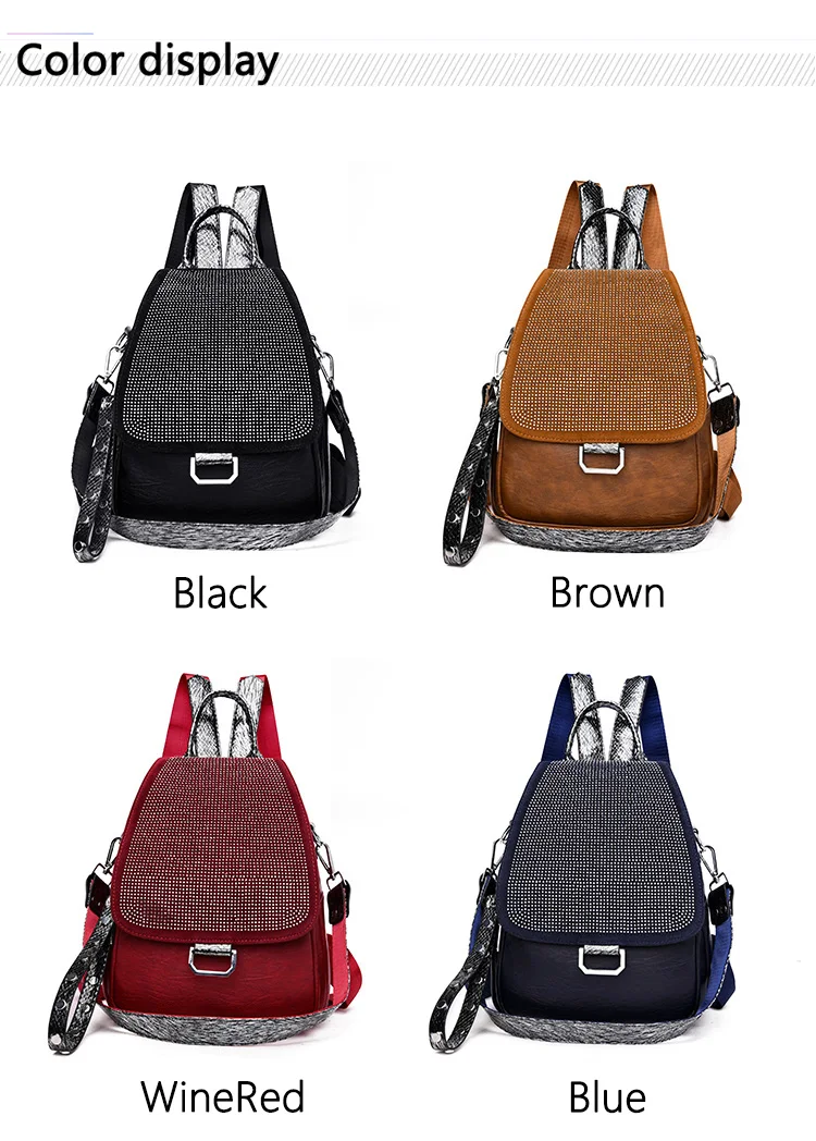 Women's Embroidered Backpack Women's Sequins Travel Backpack Women's Diamond Studded Backpack Mochilas Shoulder Bags School bag