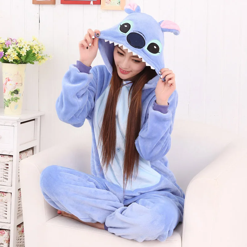 mc0492 blue stich Для взрослых Аниме Хэллоуин косплей Единорог Костюм кигуруми мягкий забавный комбинезон женские костюмы мультфильм животных пижамы Ститч зима - Цвет: mc0492 blue stich