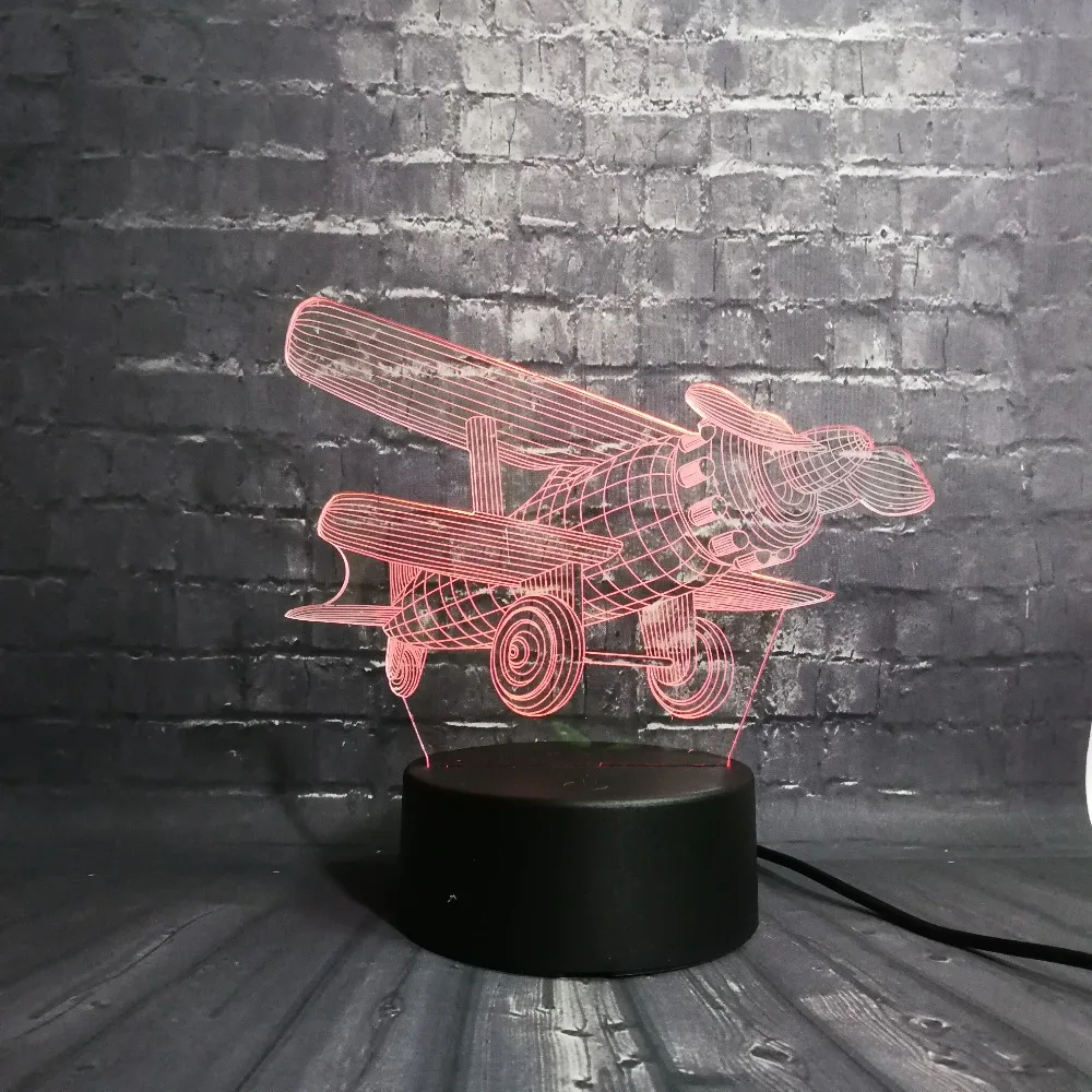 Модель Самолета 3D светодиодный ночной Светильник для создания уютной атмосферы детская комната USB лампа свет сна 7 цветов Изменение USB Сенсорная база Рождественский подарок игрушка