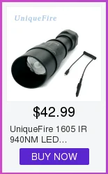 UniqueFire 1505 850NM ИК светодиодный фонарик 3 режима 38 мм выпуклая линза зум фокус инфракрасная Ночная лампа видения фонарь для охоты