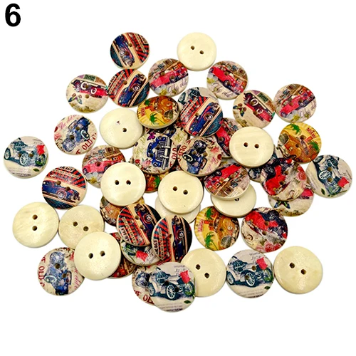 2016 50x Ретро стиль 2 отверстия смешанные для шитья деревянные пуговицы ремесло