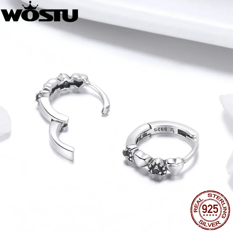 Женские серьги пусеты WOSTU из серебра 925 пробы с надписью love навсегда и черным