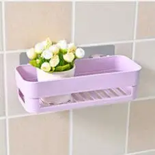 purple Настенная полка для ванной стойки клейкая полка для туалета кухня ванная комната ящик для мелочей душевой поднос аксессуары - Цвет: purple