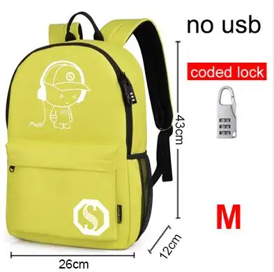 B184-Style4 Новинка, Подростковый рюкзак для школы, светящийся, usb зарядка, противоугонные рюкзаки, школьный рюкзак в мужских повседневных рюкзаках - Цвет: B184-Style4