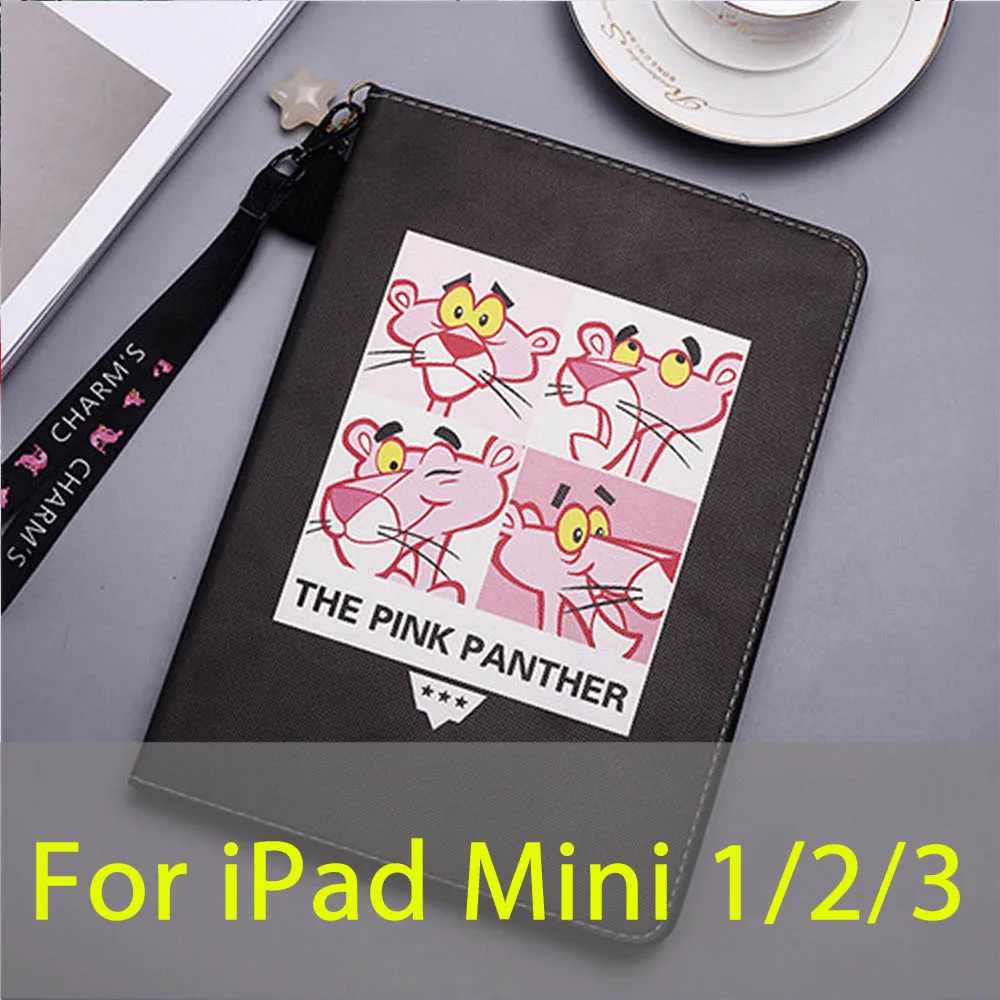 Black For Mini 1 2 3 Чехол для iPad Air 2 1 iPad 2/3/4 Mini 4 3 2 1 Pro 9," Розовая пантера чехол с ремешком умный Авто Пробуждение сна - Цвет: Black For Mini 1 2 3