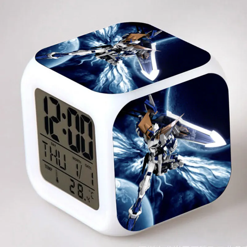 

Gundam Anime figures Alarm Clock LED Color Flash Touch Light Japan Manga Transfiguration Robot Action Figure Model Toys