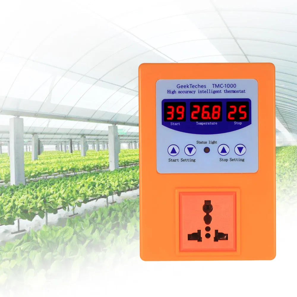 

AC110-240V 10A LED Digital Intelligent Pre-wired Temperature Controller Outlet with Sensor Thermostat Heating Cooling Control