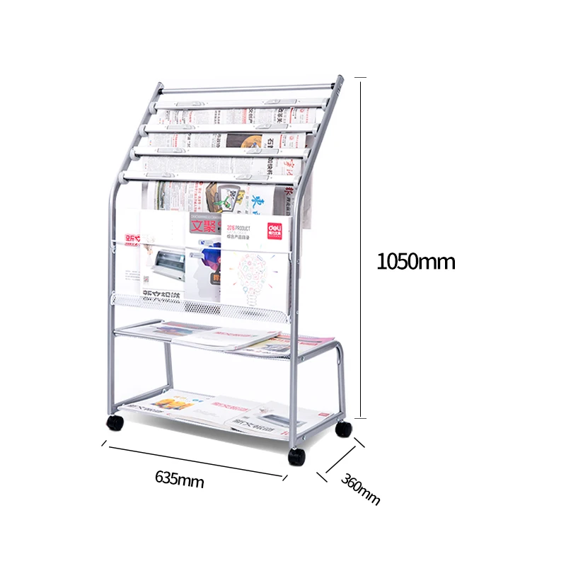 1pcs Deli 9304 metal shelf simple landing roller design student newspaper books frame | Канцтовары для офиса и дома