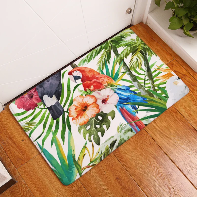 CAMMITEVER растение листья рисунок с птицами Коврик для прихожей Противоскользящий