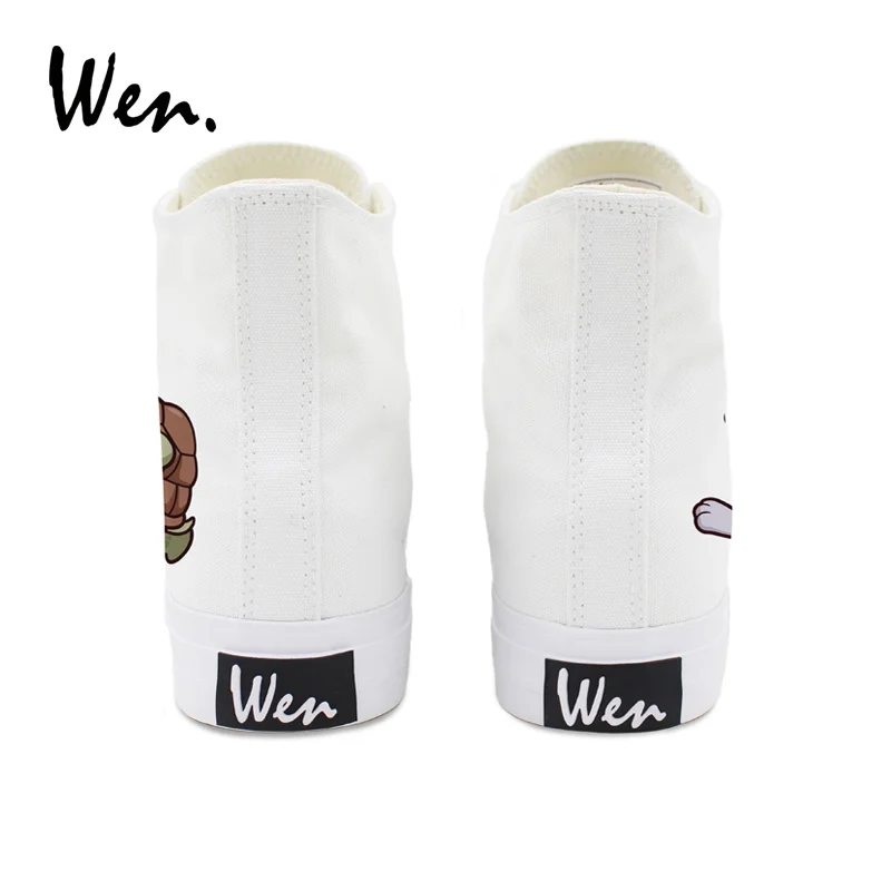 Парусиновые кроссовки унисекс с высоким берцем Wen белые черные для взрослых
